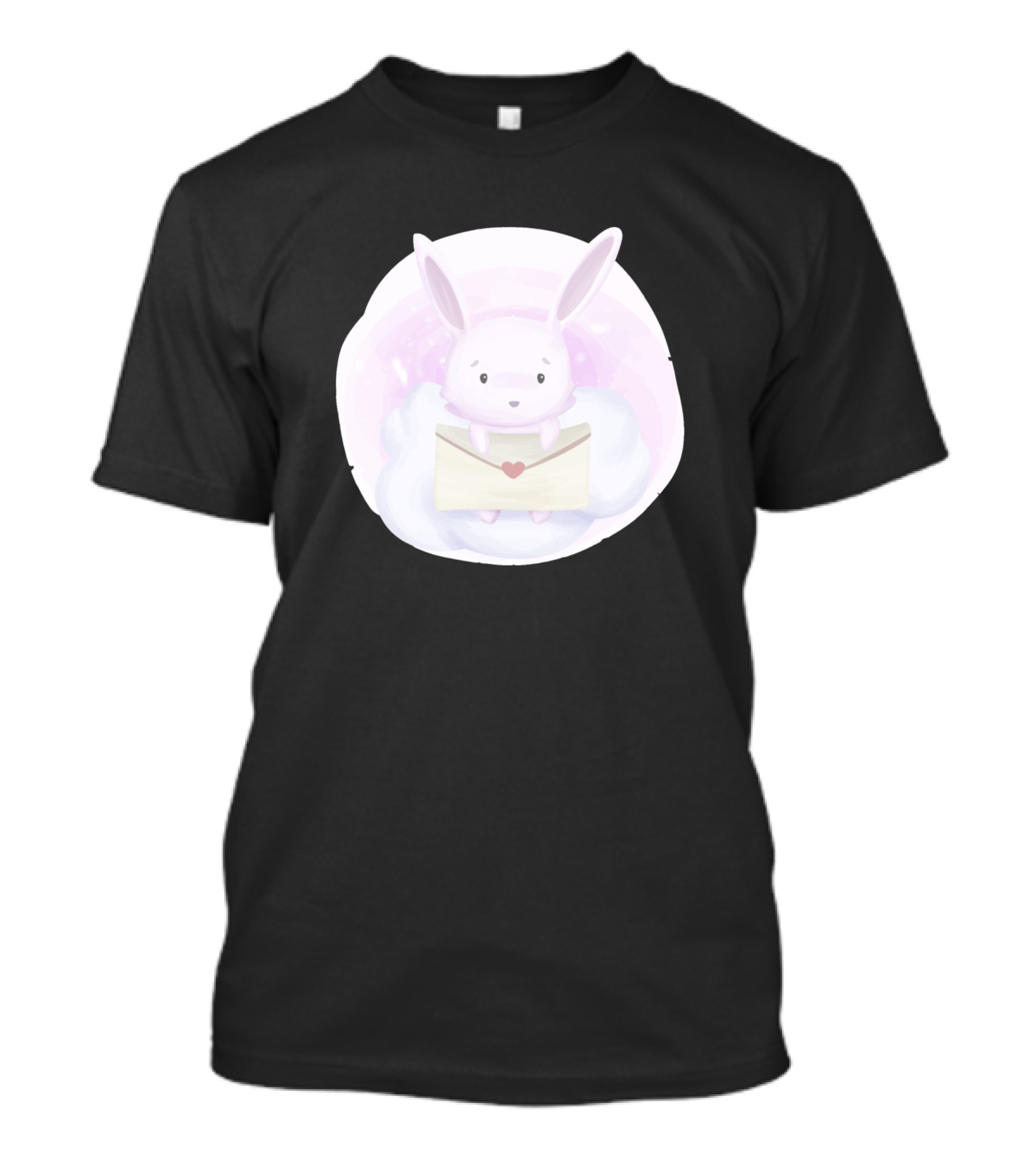 Baby Bunny Holding Heart Envelope On Cloudy Pastel Background T-Shirt