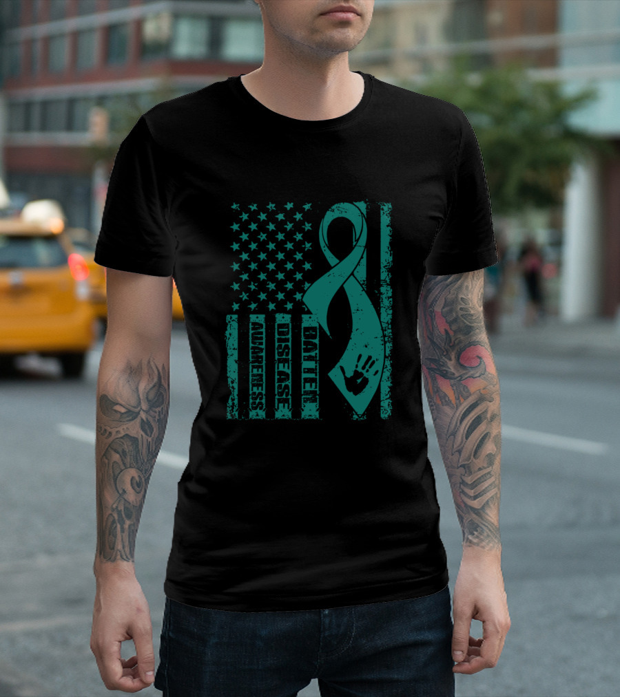 Batten Disease Awareness Flag American Ribbon Handprint T-Shirt