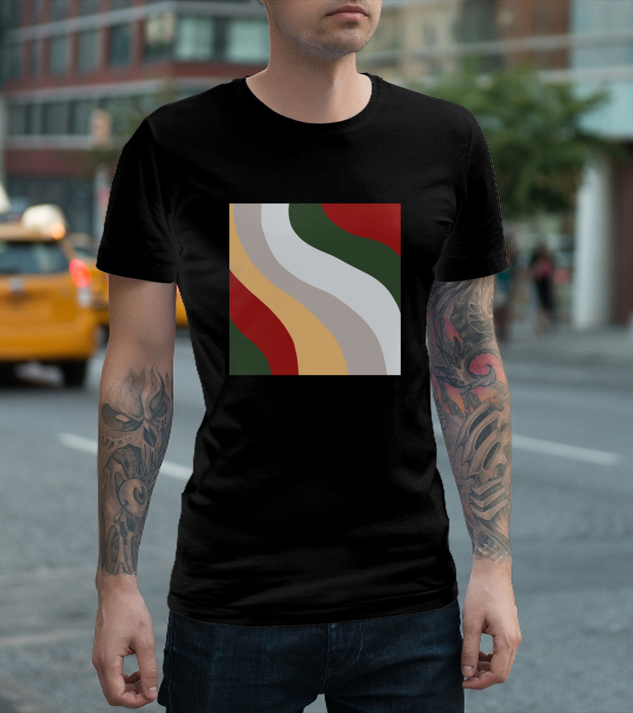 Christmas Wave Patterns Red Green White Curves T-Shirt
