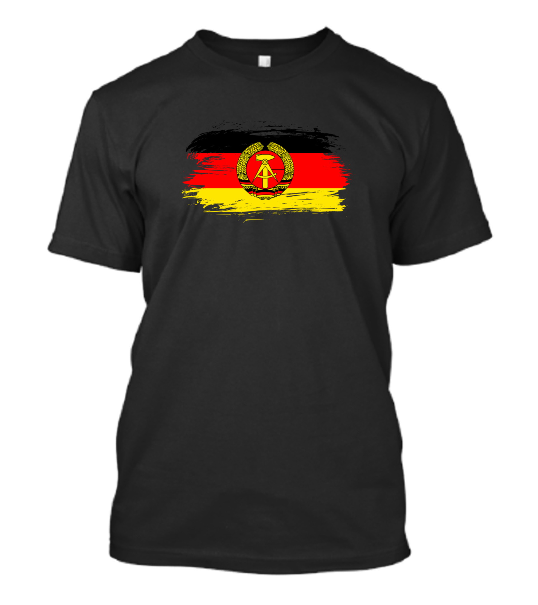 Gdr Flags East Germany Emblem On Brush Stroke Background T-Shirt