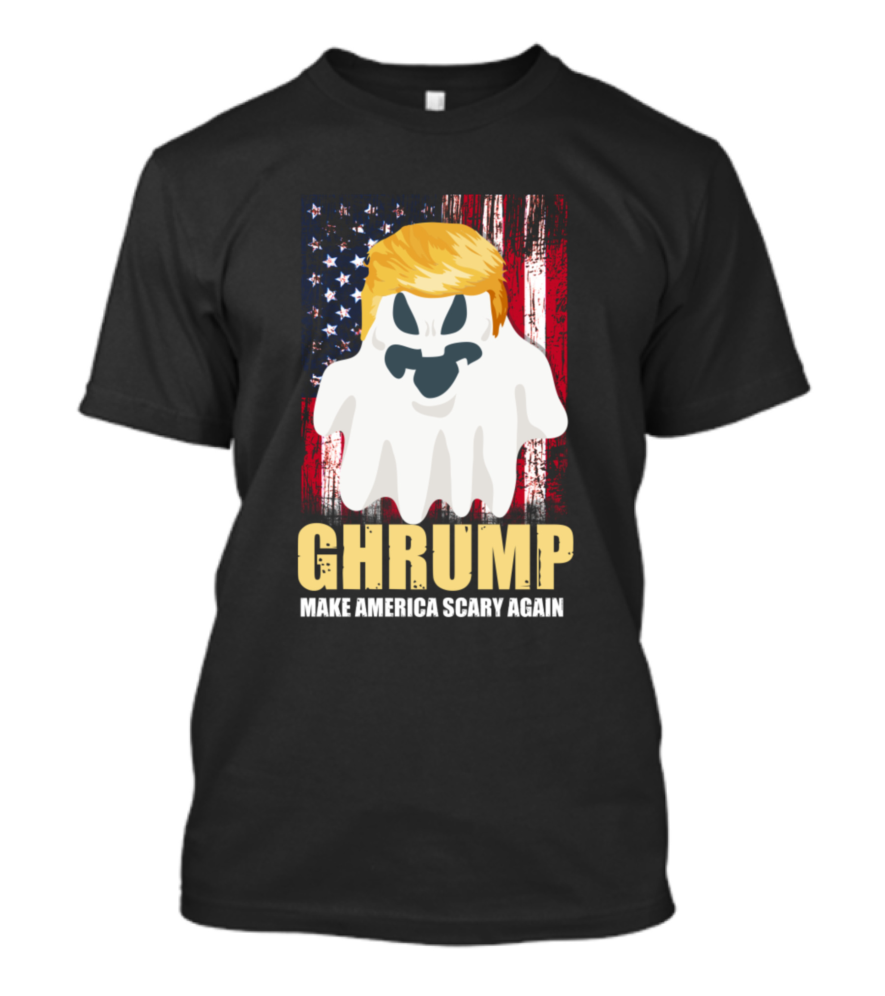 Ghrump Make America Scary Again Ghost With Flag And Hair T-Shirt