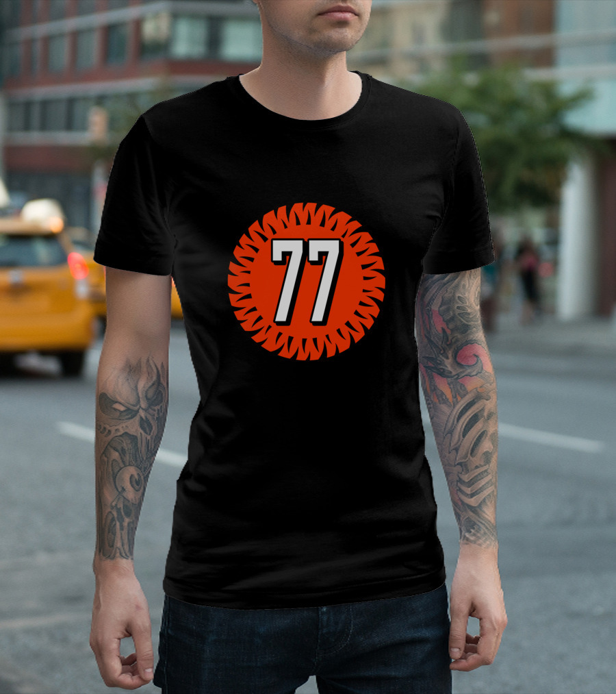 Hakeem Adeniji Number 77 Cincinnati Bengals Emblem T-Shirt