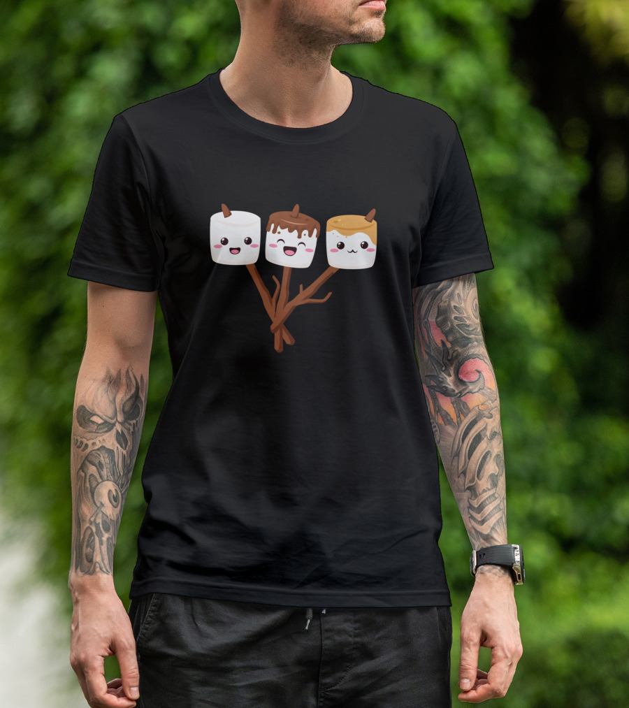 Happy Marshmallow Friends Campfire Chocolate Delight Trio T-Shirt