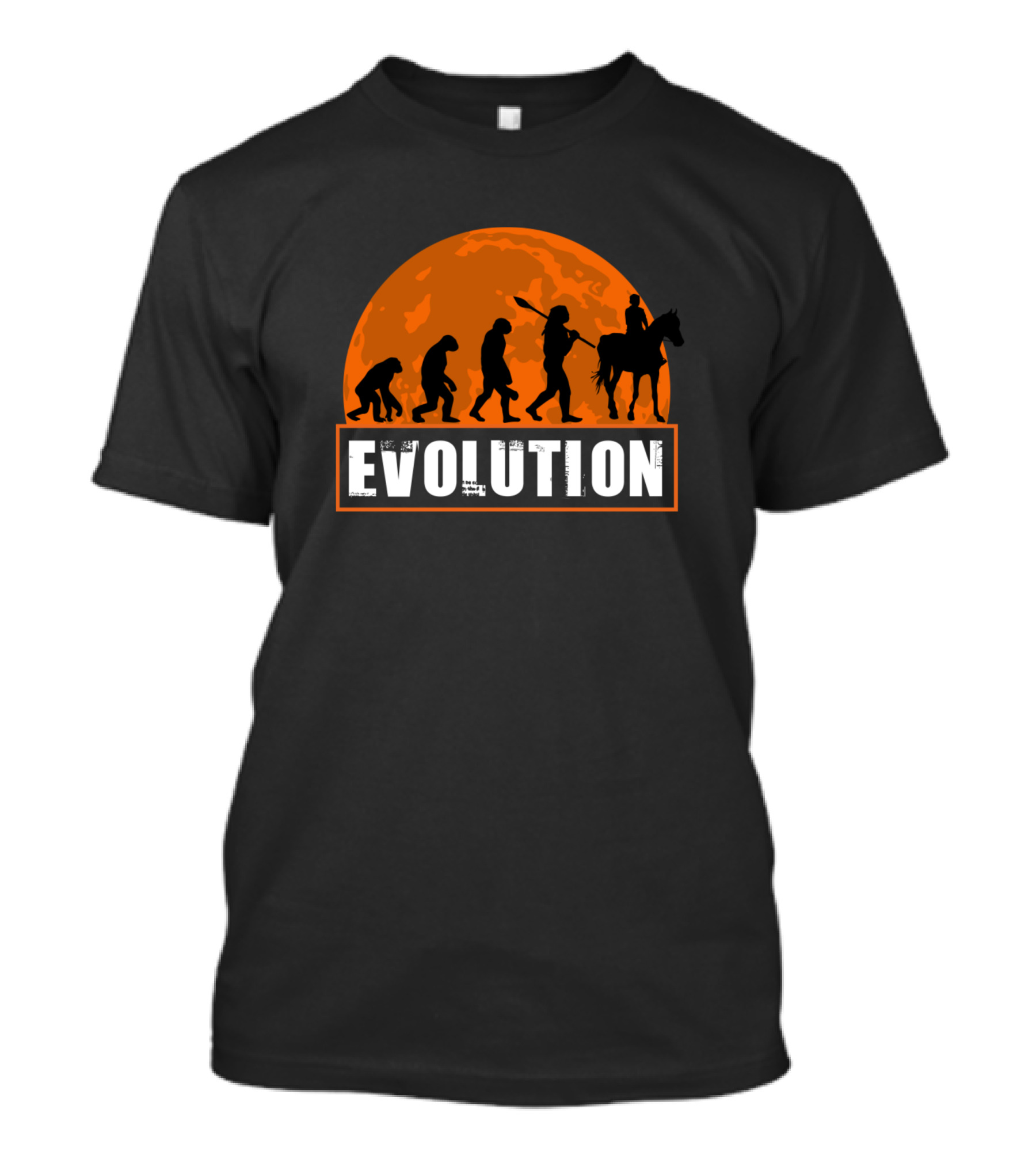 Funny Human Evolution Horse Riding Moon T-Shirt