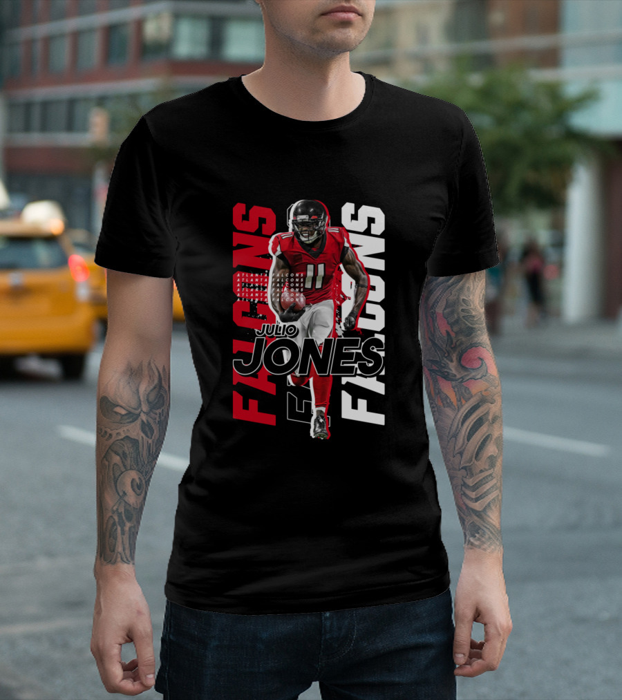 Julio Jones No11 Atlanta Falcons Football Player 'ATLANTA FALCONS' Red T-Shirt