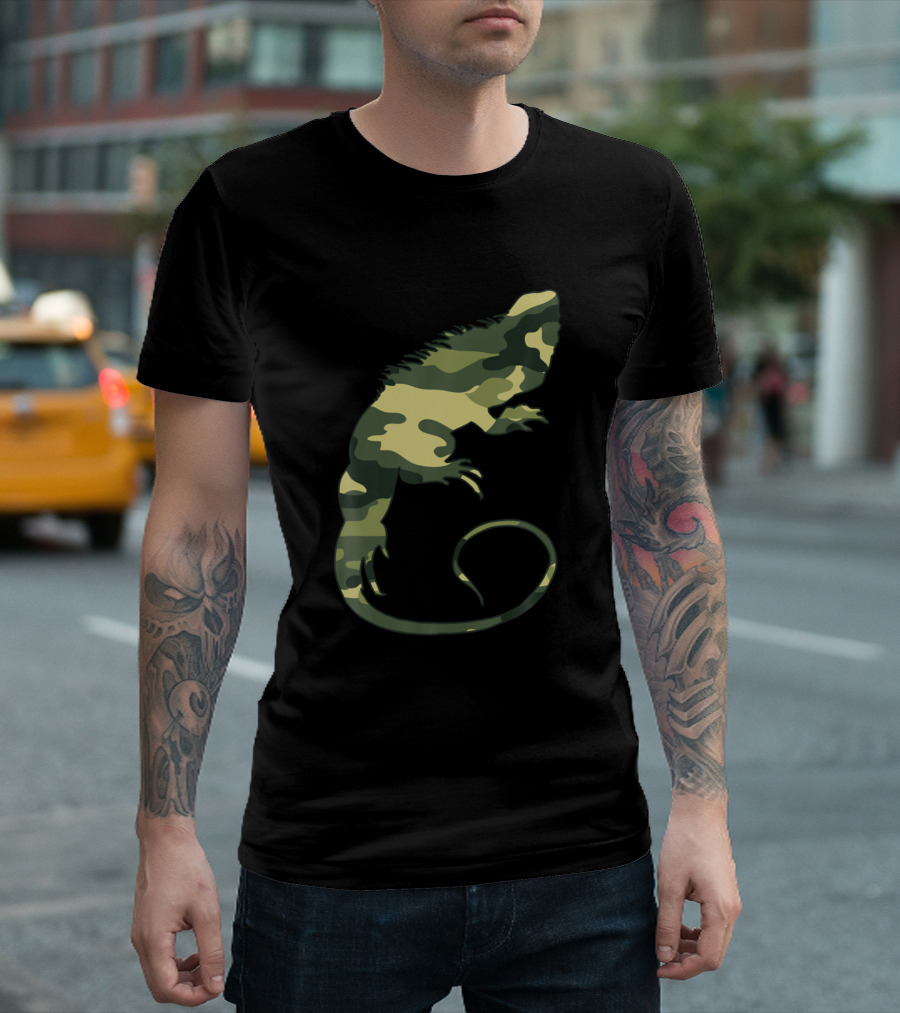 Military Camouflage Chameleon Lizard Print Veteran Men US T-Shirt