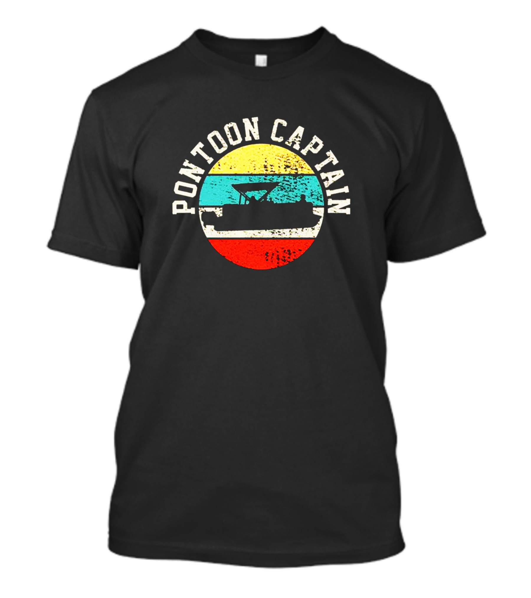 Pontoon Captain Retro Sunset Boating T-Shirt