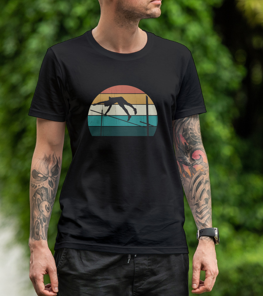 Retro Vintage Sunset Pole Vaulting Track And Field T-Shirt