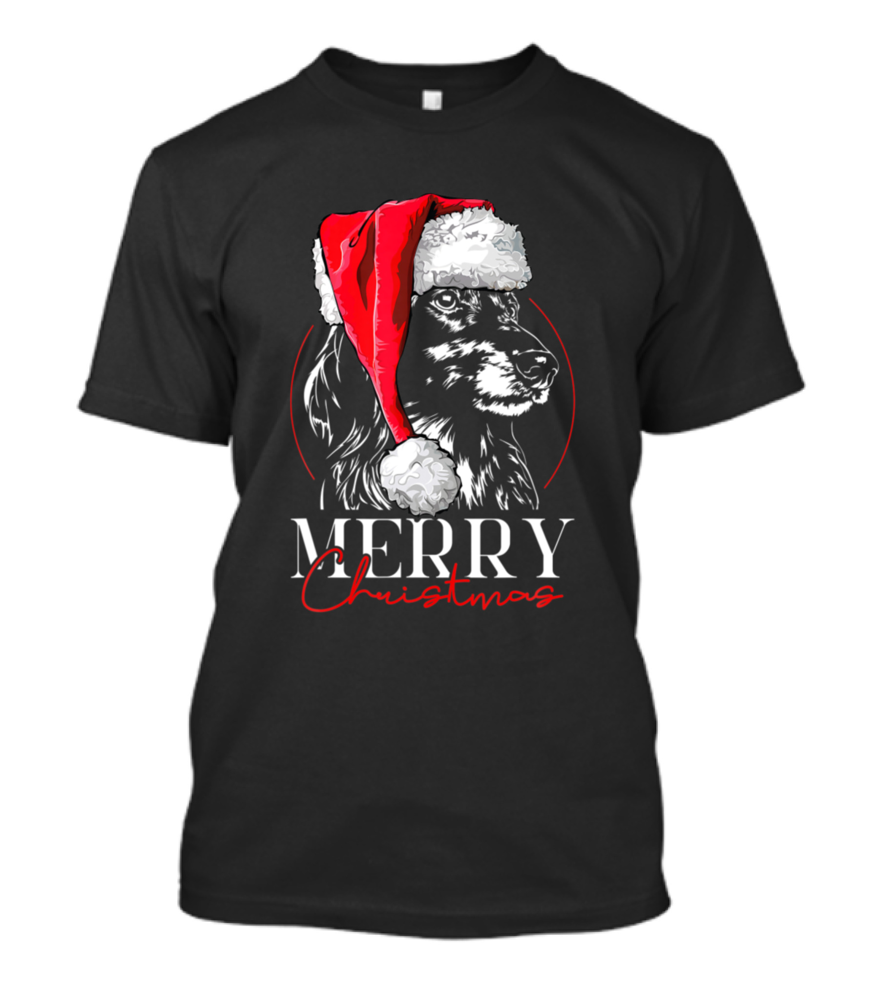 Santa Longhaired Dachshund Merry Christmas Dog Hat T-Shirt