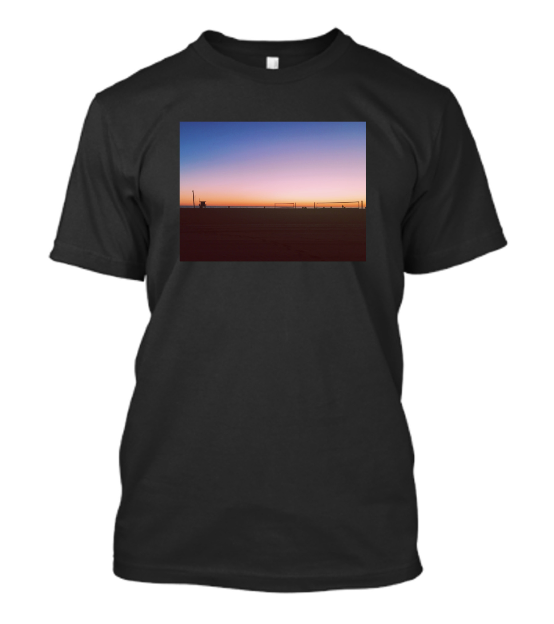 Santa Monica Sunset Beach Scene With Lifeguard Tower T-Shirt