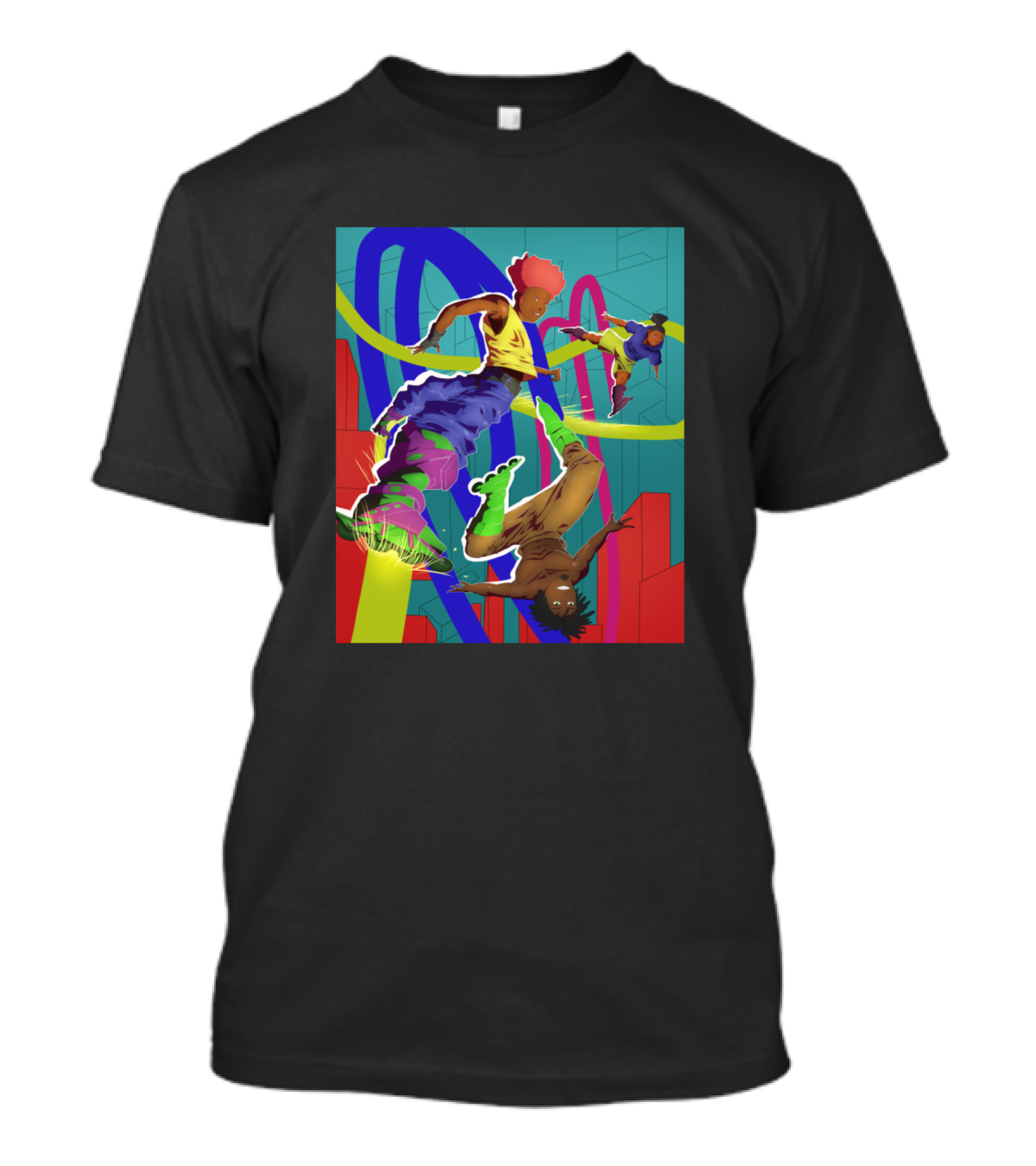 Sk8tr Colorful Skateboarding Adventure T-Shirt