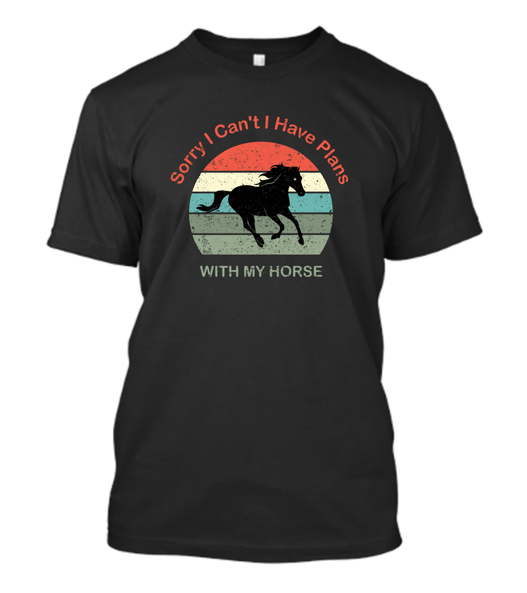 Sorry I Can't I Have Plans With My Horse Vintage Stripes Retro Horse T-Shirt