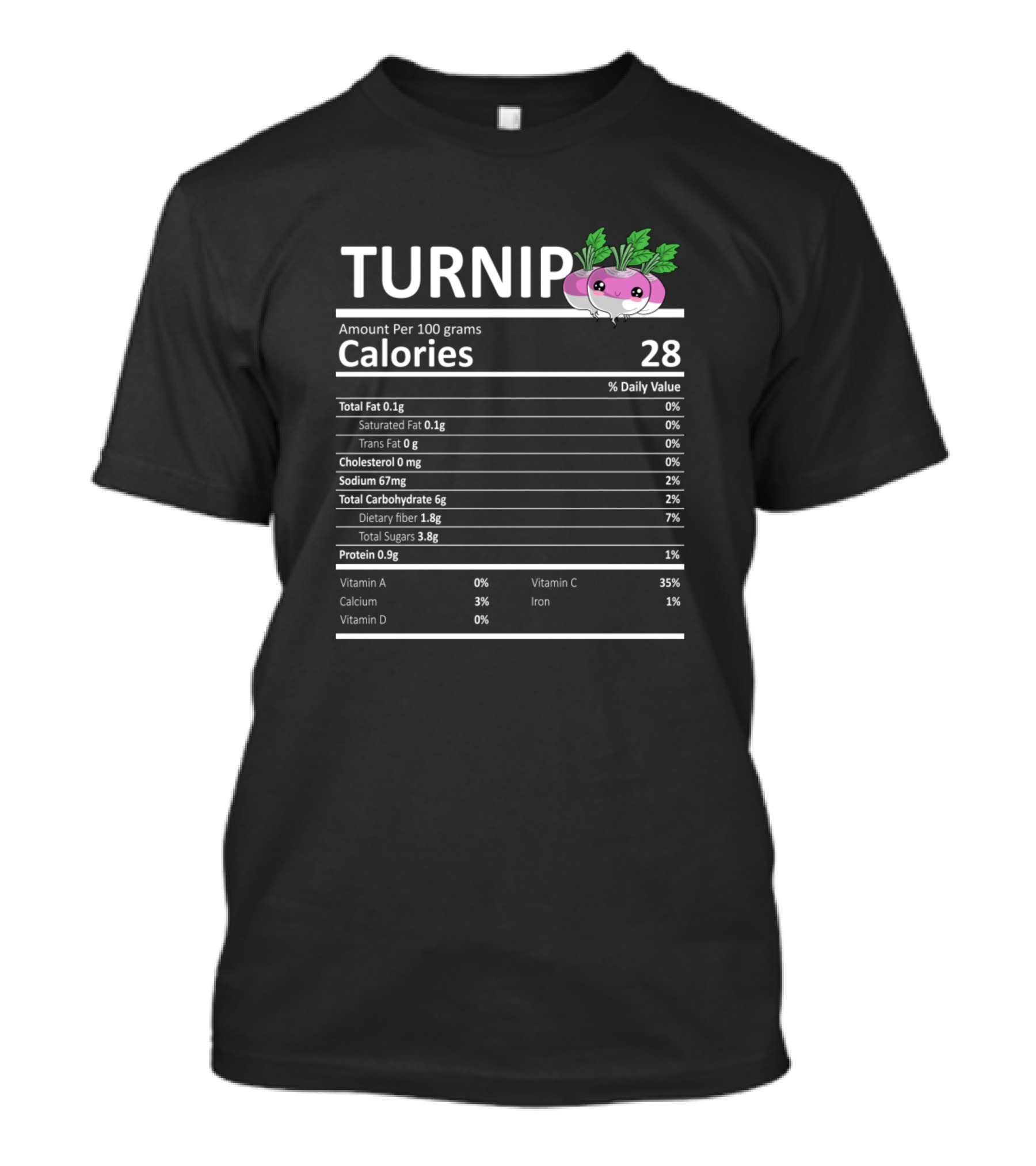Turnip Nutrition Facts Funny Festive Calories Holiday T-Shirt