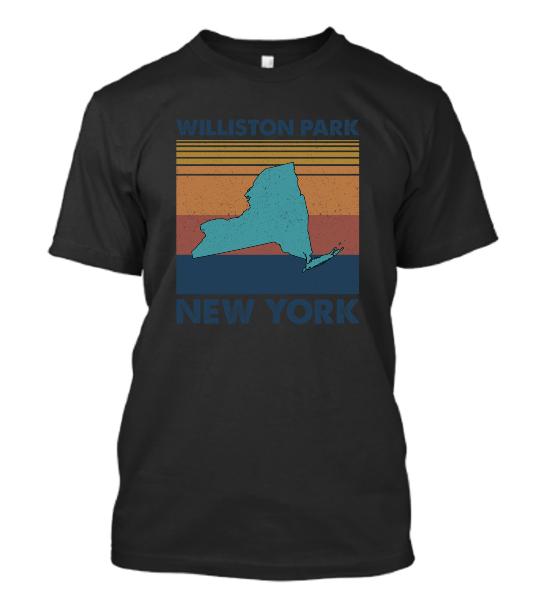 Williston Park New York Retro Striped State T-Shirt