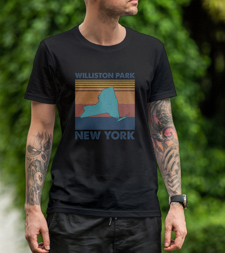 Williston Park New York Retro Striped State T-Shirt