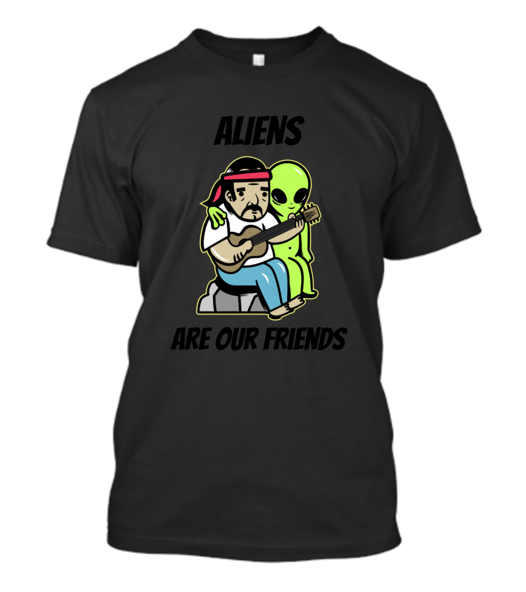 Willie Playing Guitar With Alien Friend Embrace T-Shirt
