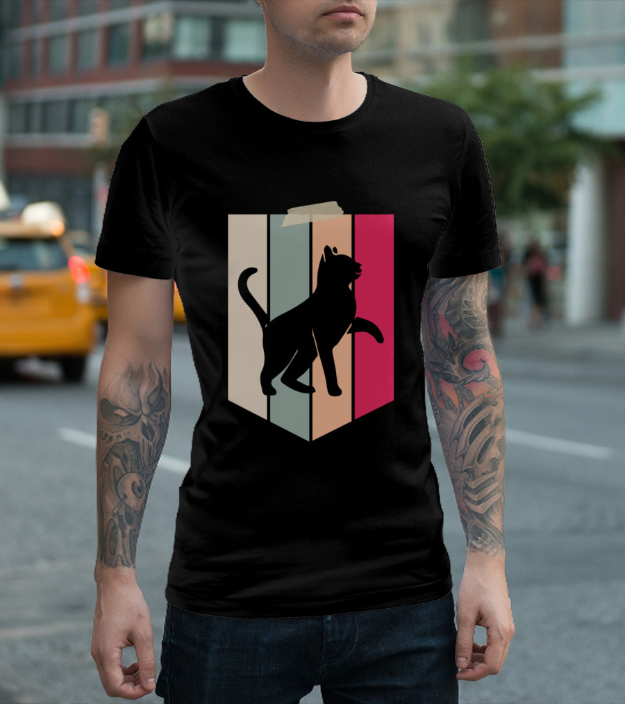 Cat Lovers Cat Vintage Stripes T-Shirt