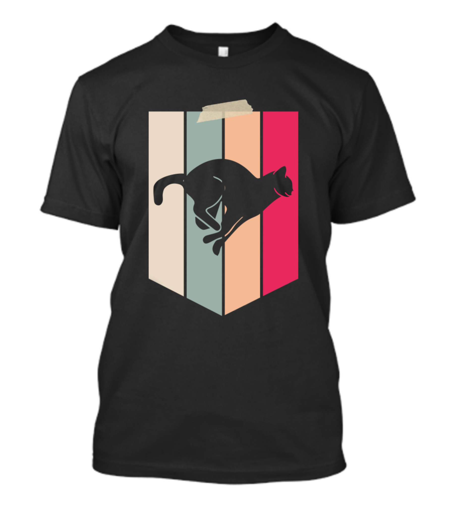Catholic Love Cat Vintage Retro Stripes T-Shirt