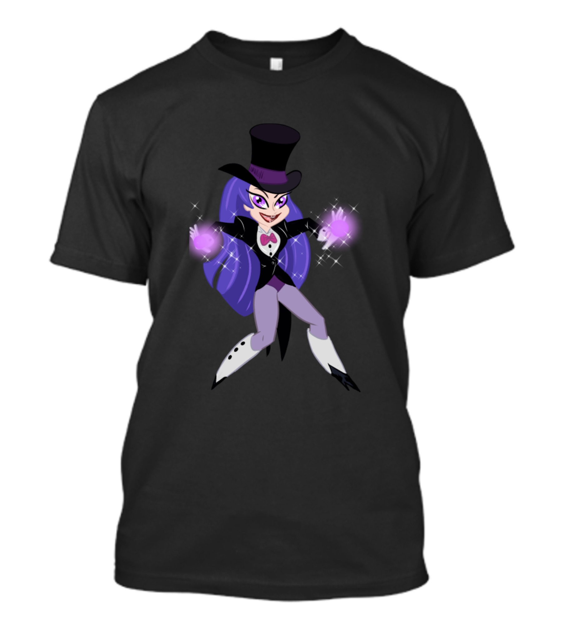 Dc Super Hero Girls Zatanna Magic Top Hat Purple Hair Sparks T-Shirt