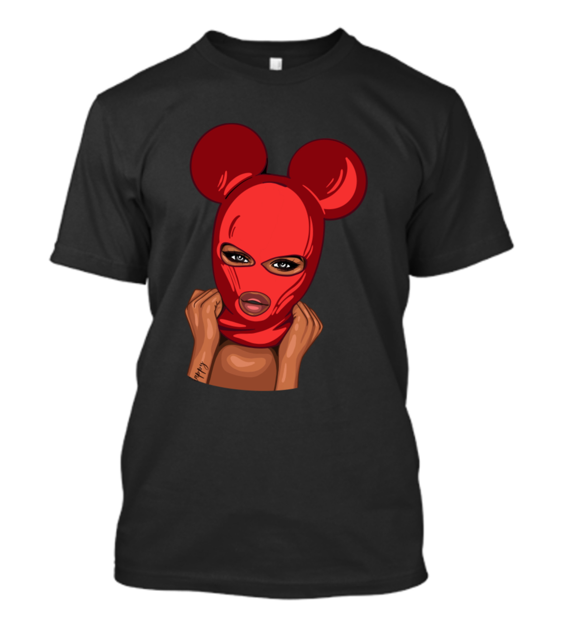 Girl In Red Mouse-Eared Mask T-Shirt