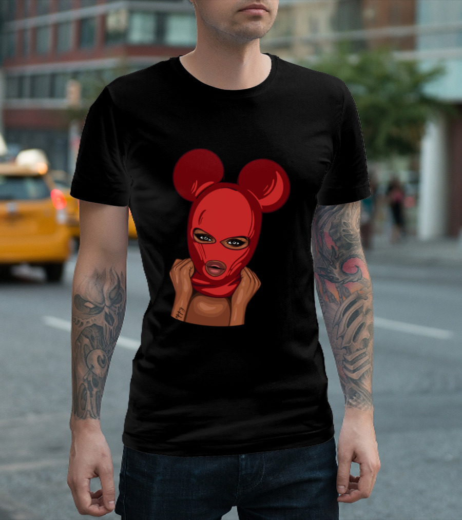 Girl In Red Mouse-Eared Mask T-Shirt