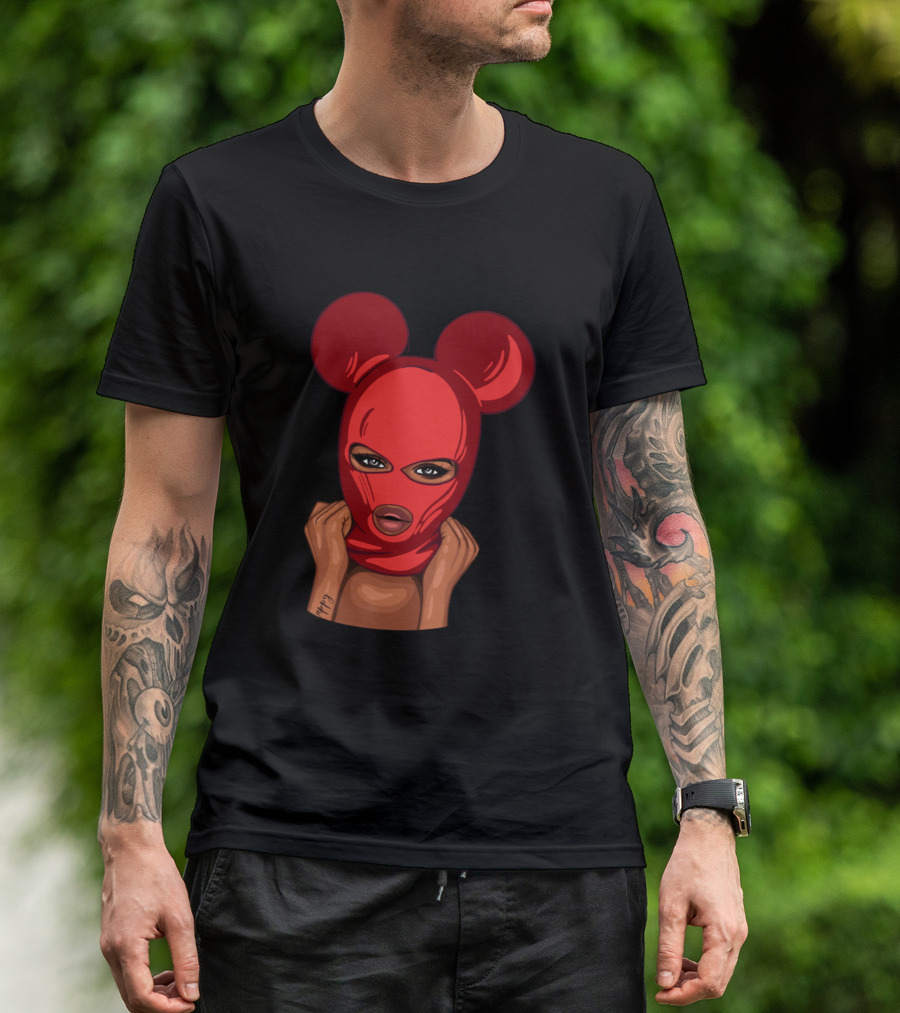 Girl In Red Mouse-Eared Mask T-Shirt