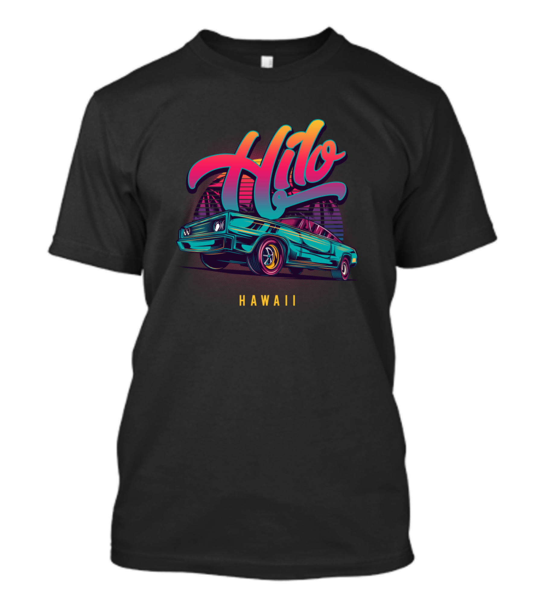 Hilo Hawaii Retro Vintage Muscle Cars Cust T-Shirt