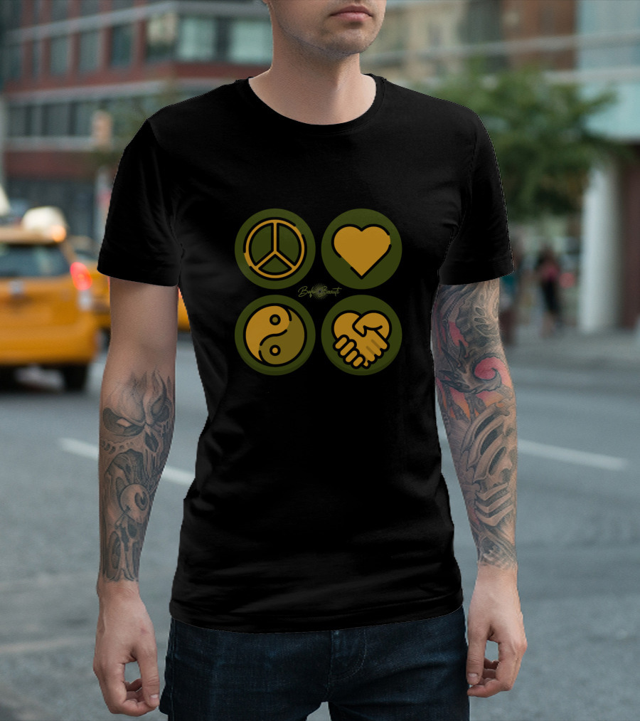 Peace Heart Yin Yang Handshake Harmony Friendship T-Shirt