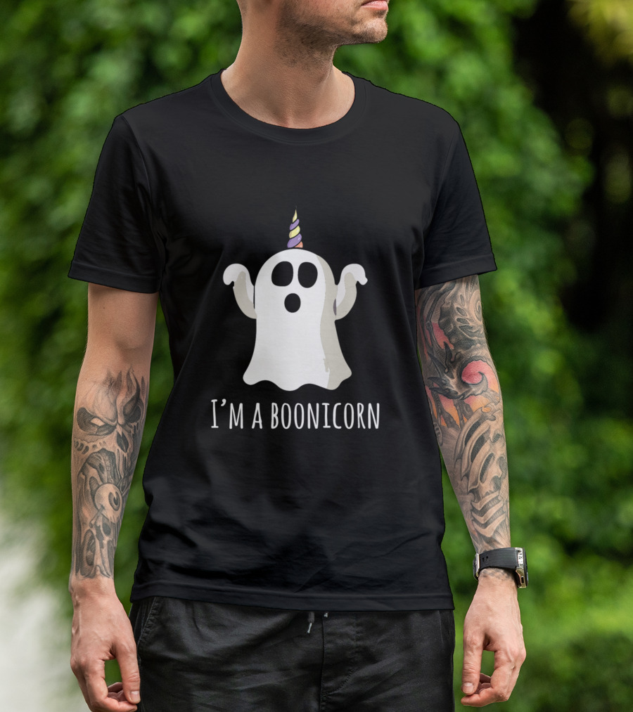 I'm A Boonicorn Cute Halloween Unicorn Ghost With Ghostly Unicorn Horn T-Shirt