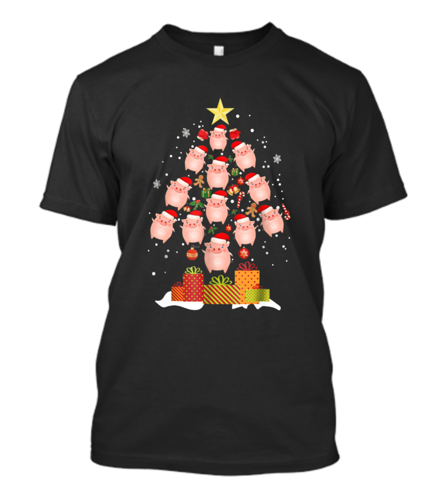 Just A Girl Who Loves Pigs And Christmas Tree Made Of Pigs With Presents T-Shirt