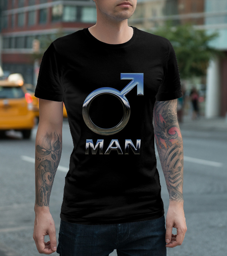 Man Male Gender Symbol Metallic T-Shirt