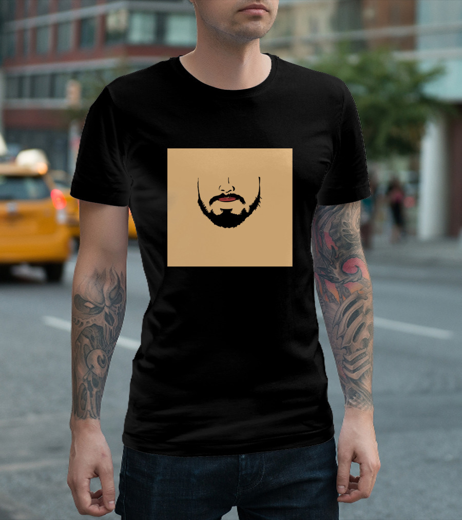 Man Face With Beard Beige T-Shirt