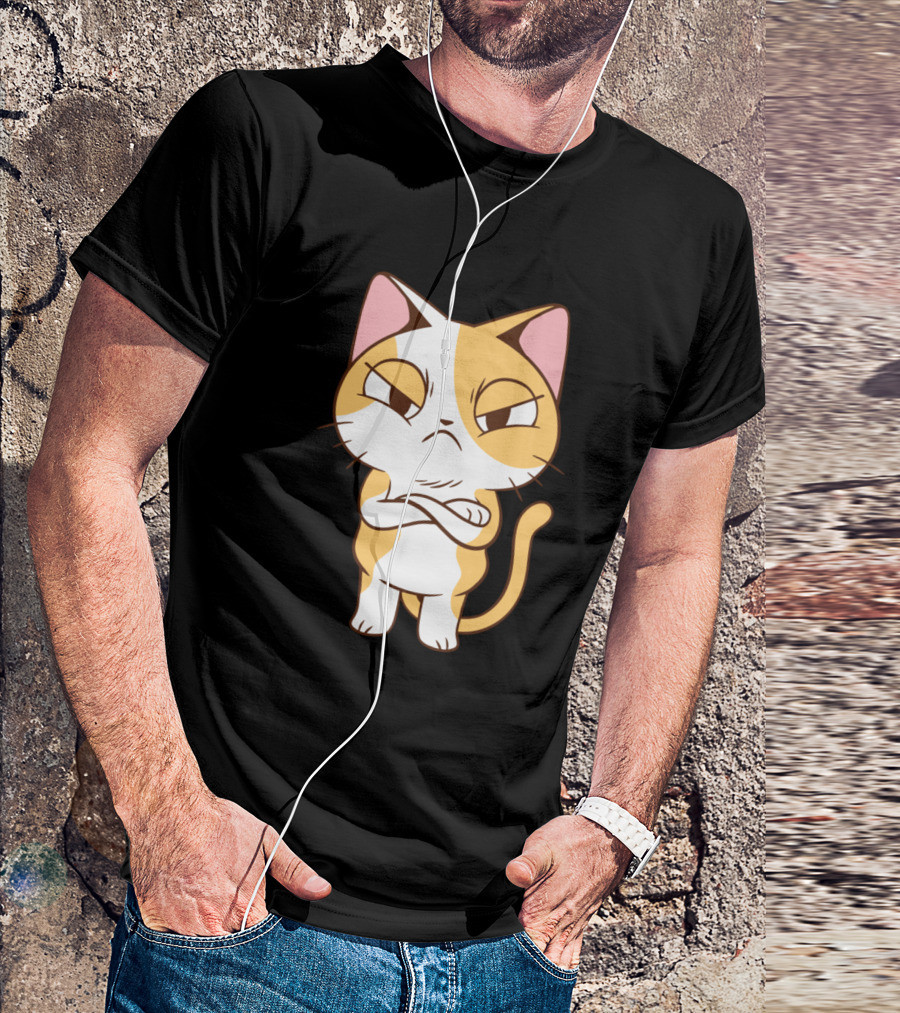 Angry Kitten Crossed Arms Cartoon T-Shirt