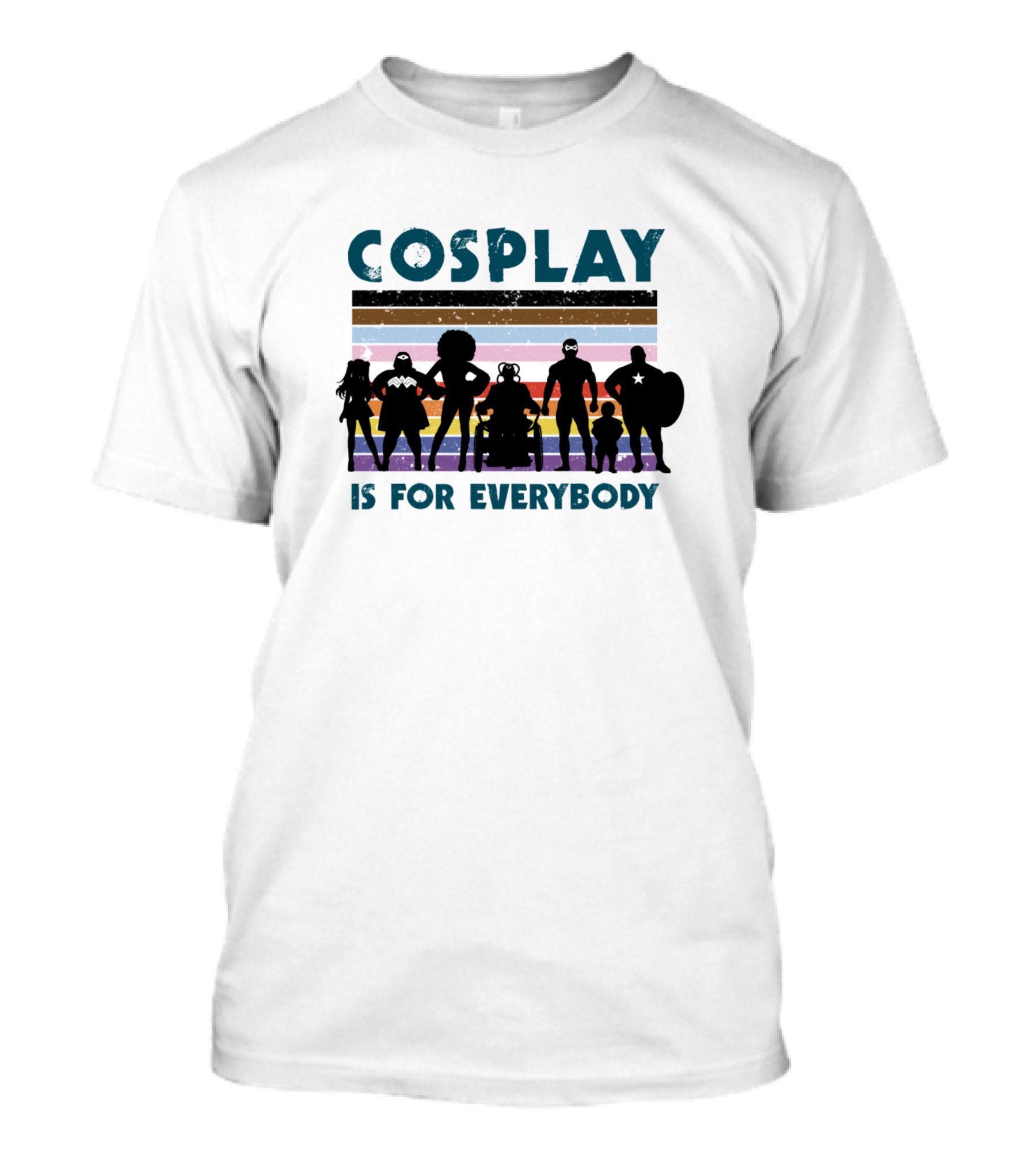 COSPLAY IS FOR EVERYBODY Superhero Silhouettes Inclusive Flag T-Shirt