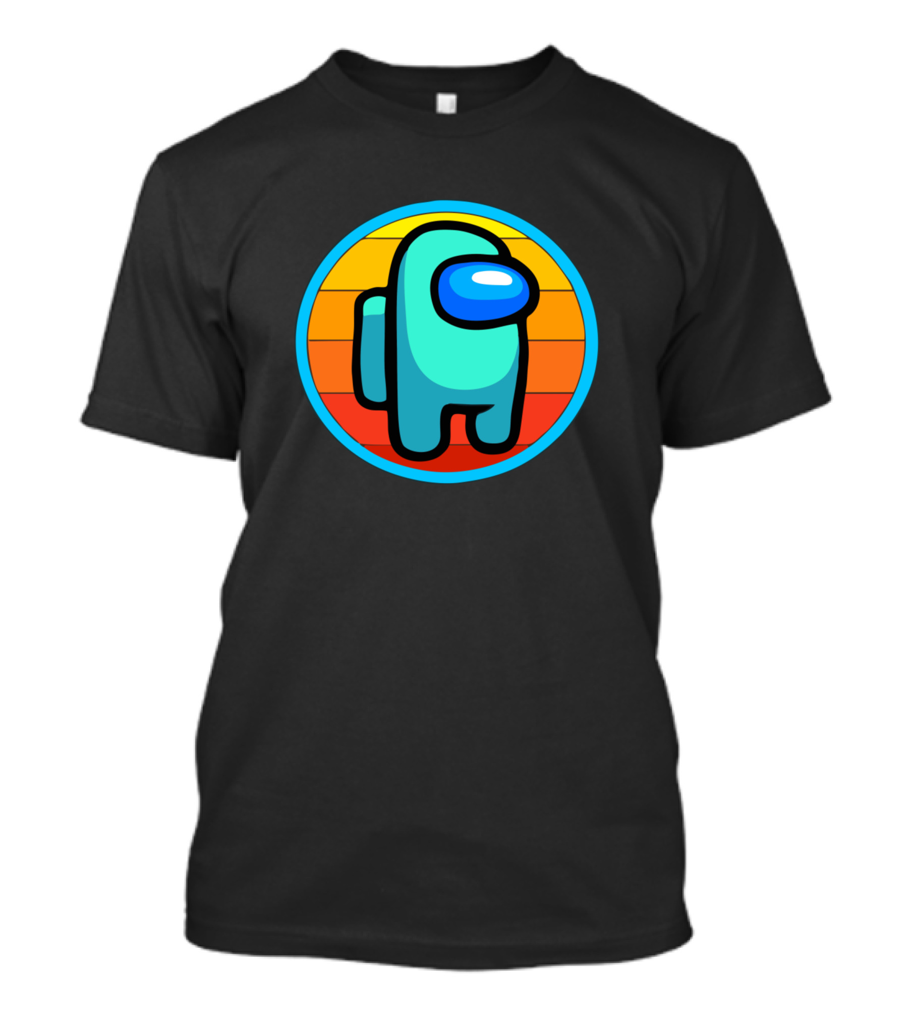Cyan Among Us Character Sus Vintage Sunset T-Shirt