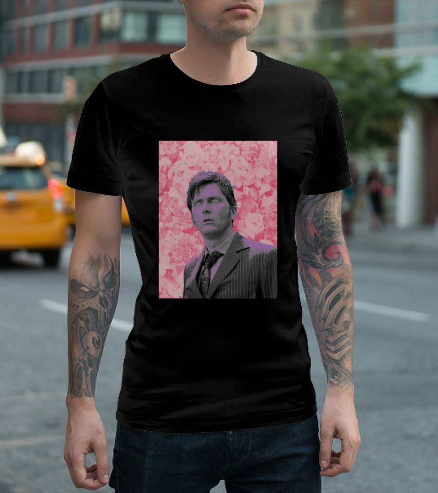 David Tennant Doctor Who Pink Floral T-Shirt
