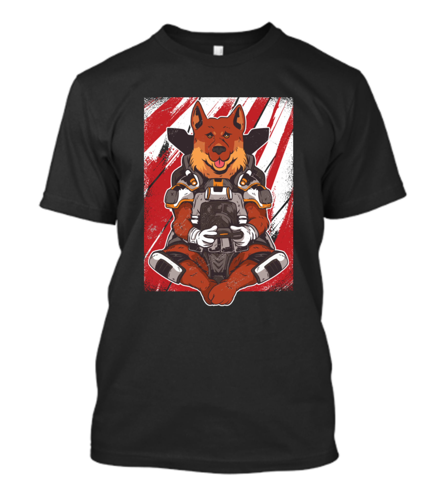 Dog Video Gaming Warrior With Controller T-Shirt
