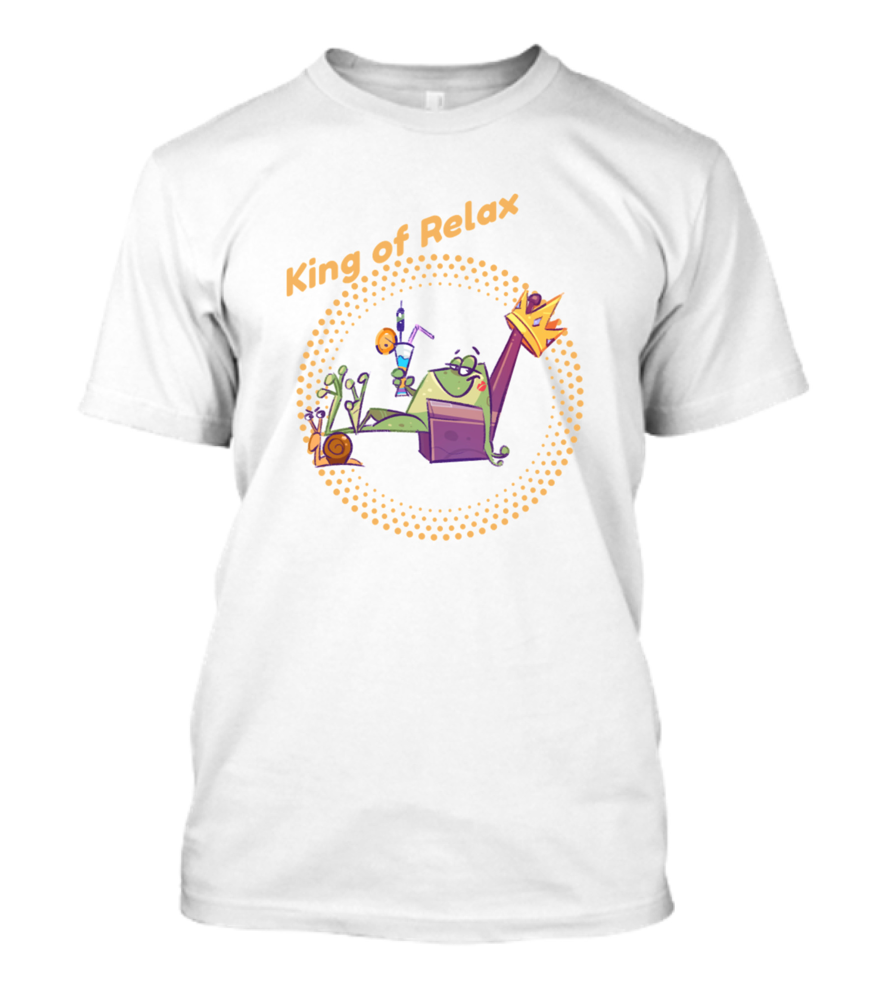 King Of Relax Frog On Throne With Snail And Drink T-Shirt
