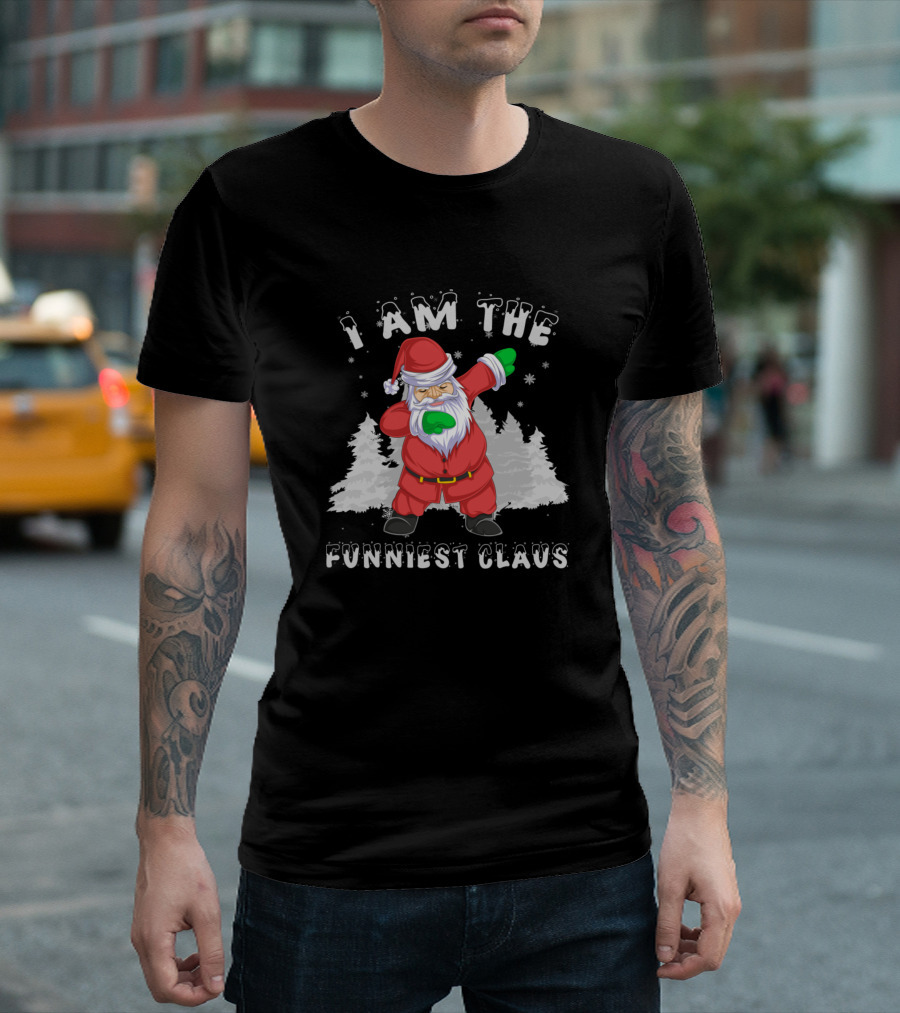 I Am the Funniest Santa Claus Dabbing with Snowy Trees T-Shirt