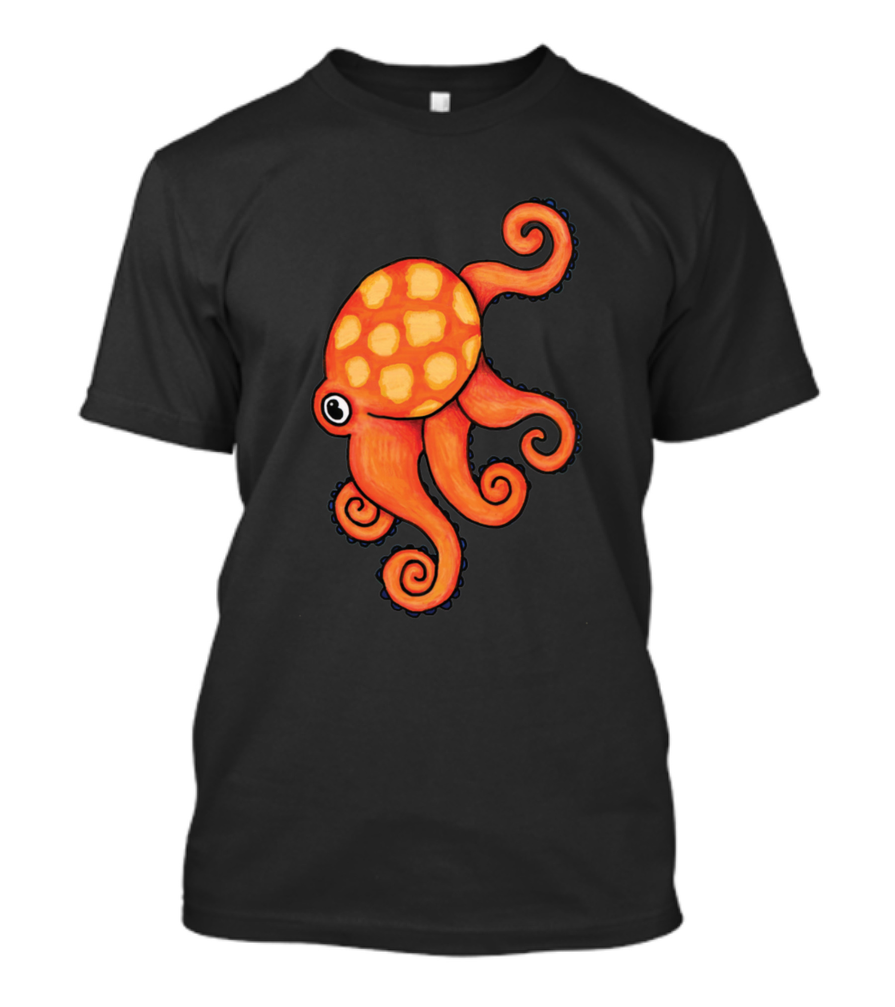 Happy Octopus Cute Cartoon Orange Tentacles T-Shirt