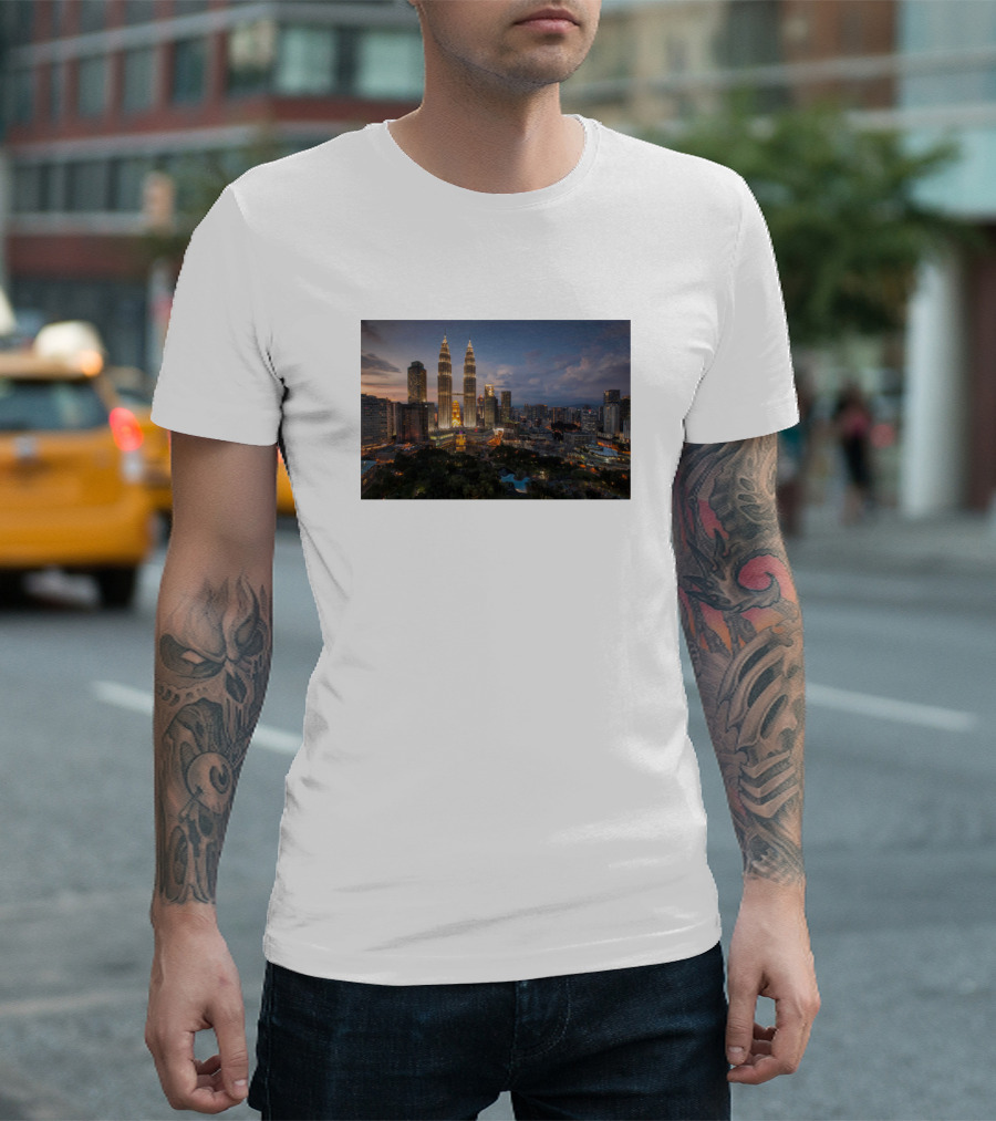 Kuala Lumpur Cityscape With Petronas Towers At Dusk T-Shirt