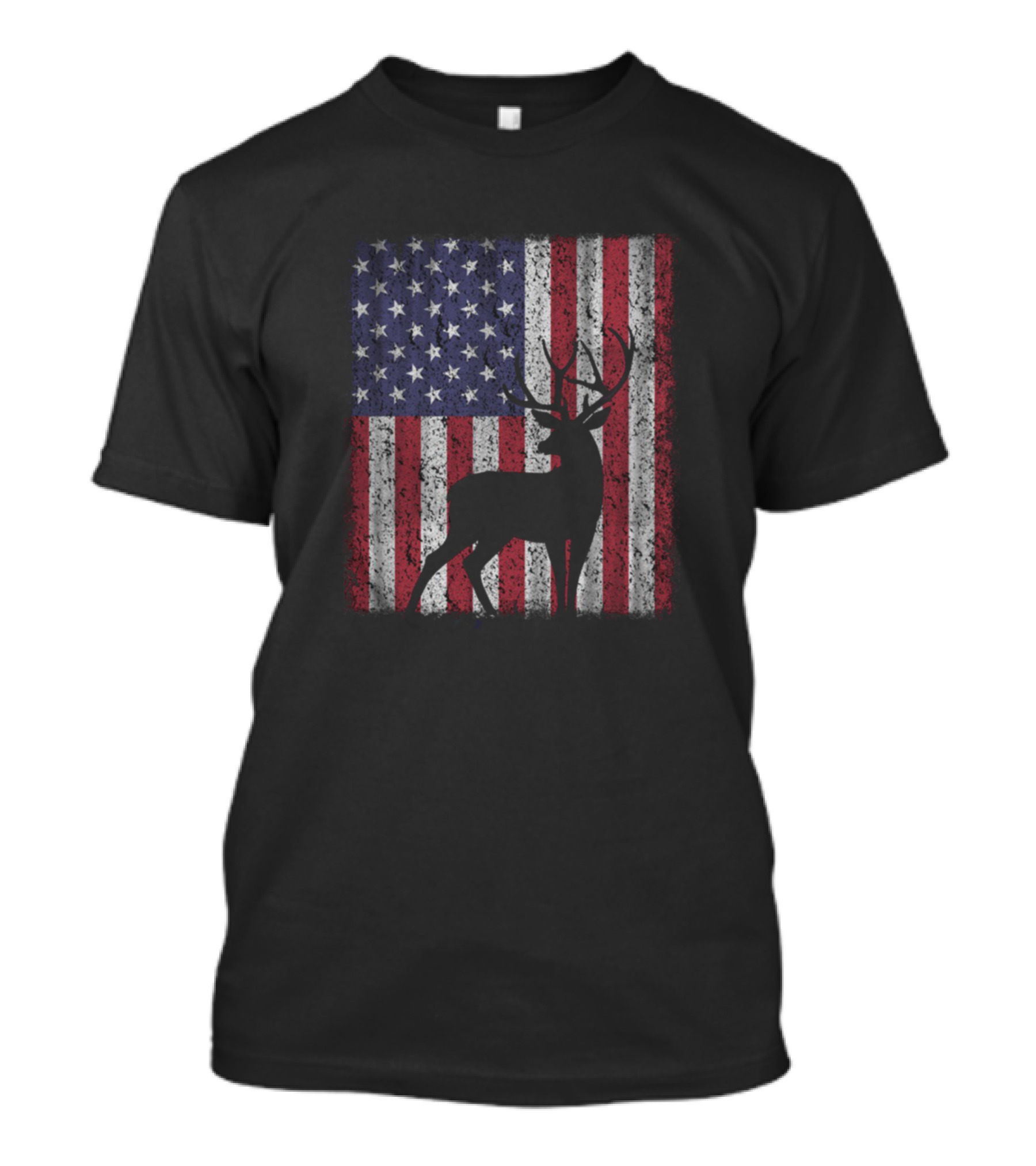 Hunting Deer American Flag USA Bow Gun Patriotic T-Shirt