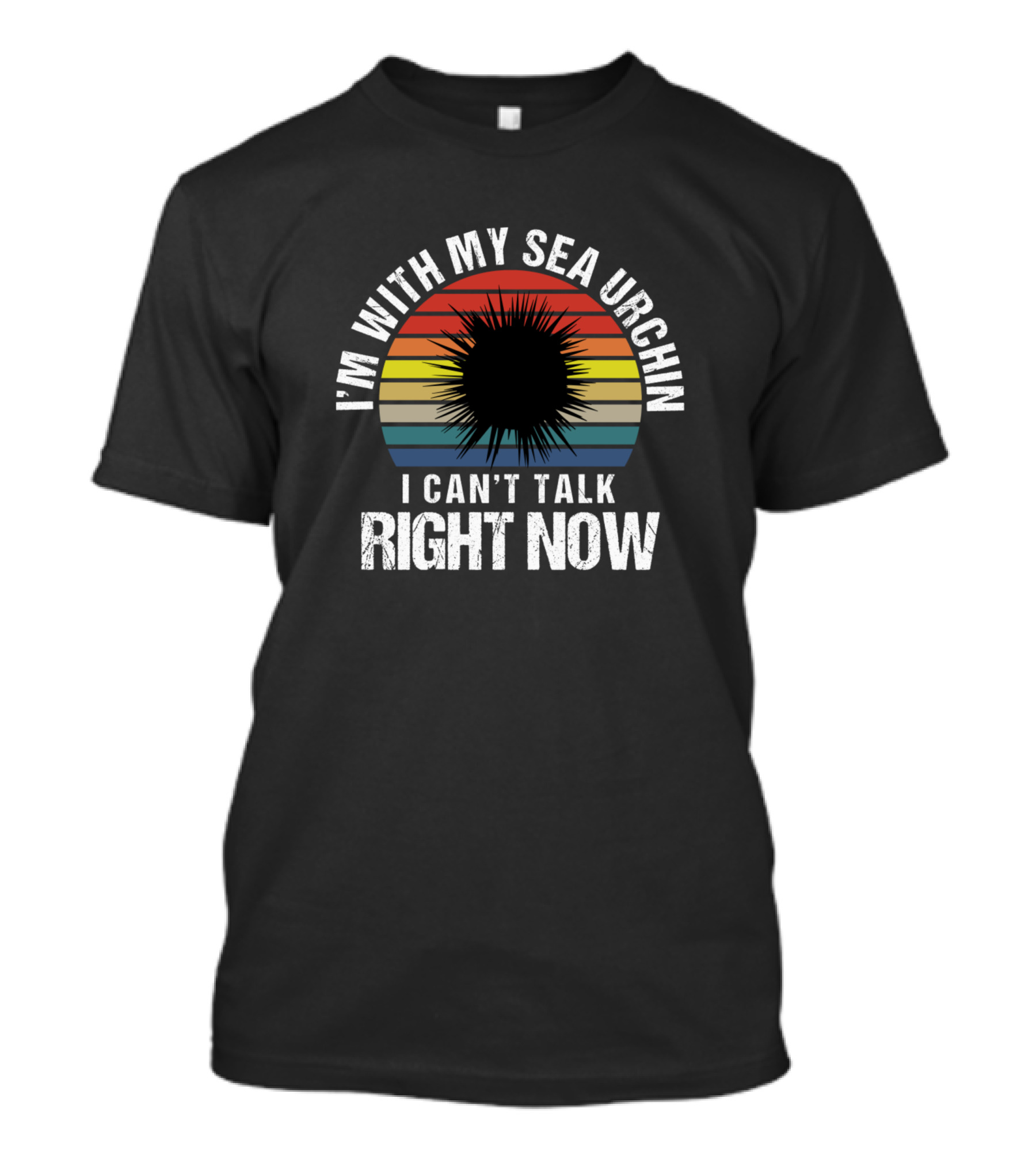 I'm With My Sea Urchin Can't Talk Right Now Retro Sunset T-Shirt