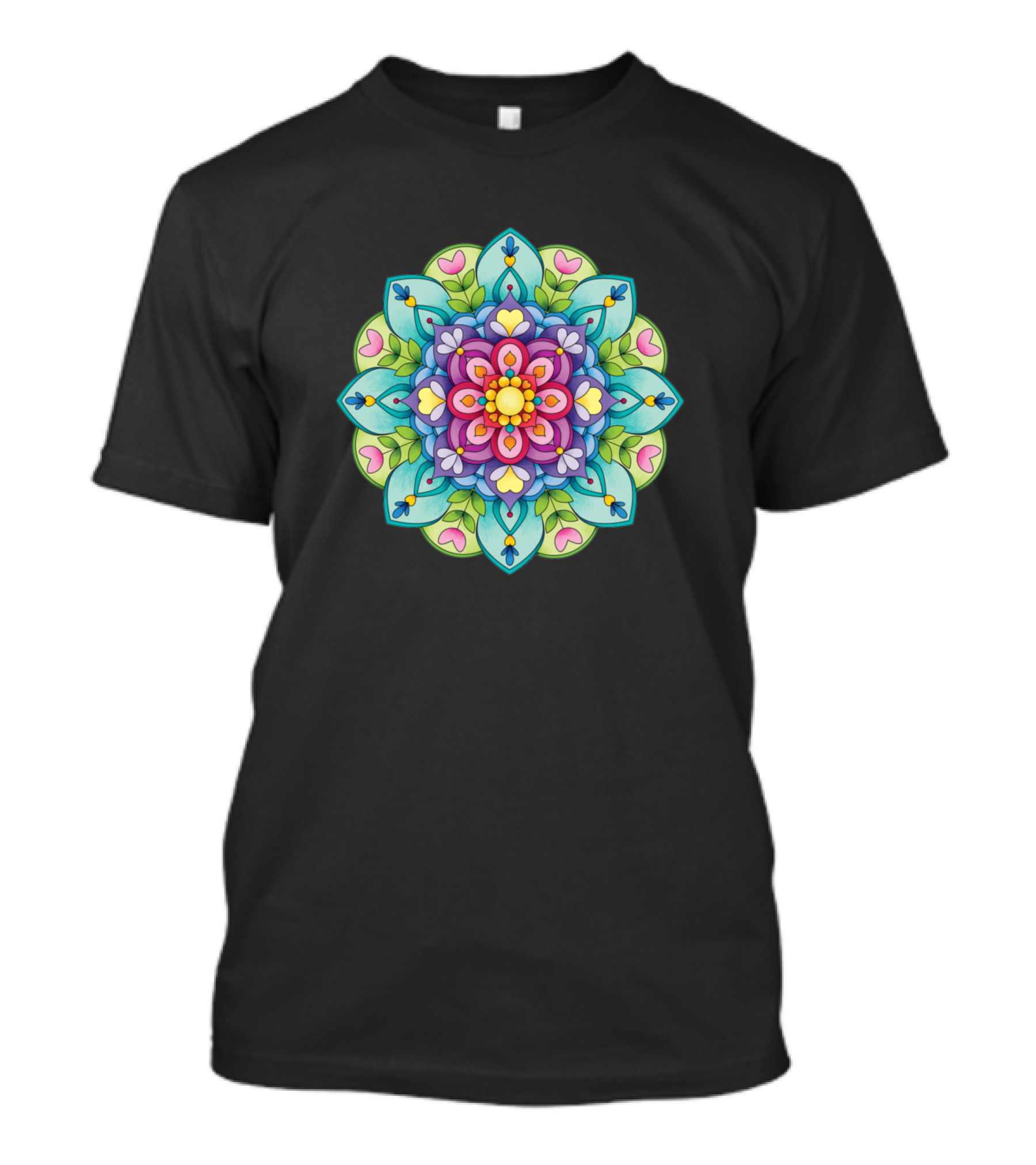 Mandala Floral Heart And Leaf T-Shirt