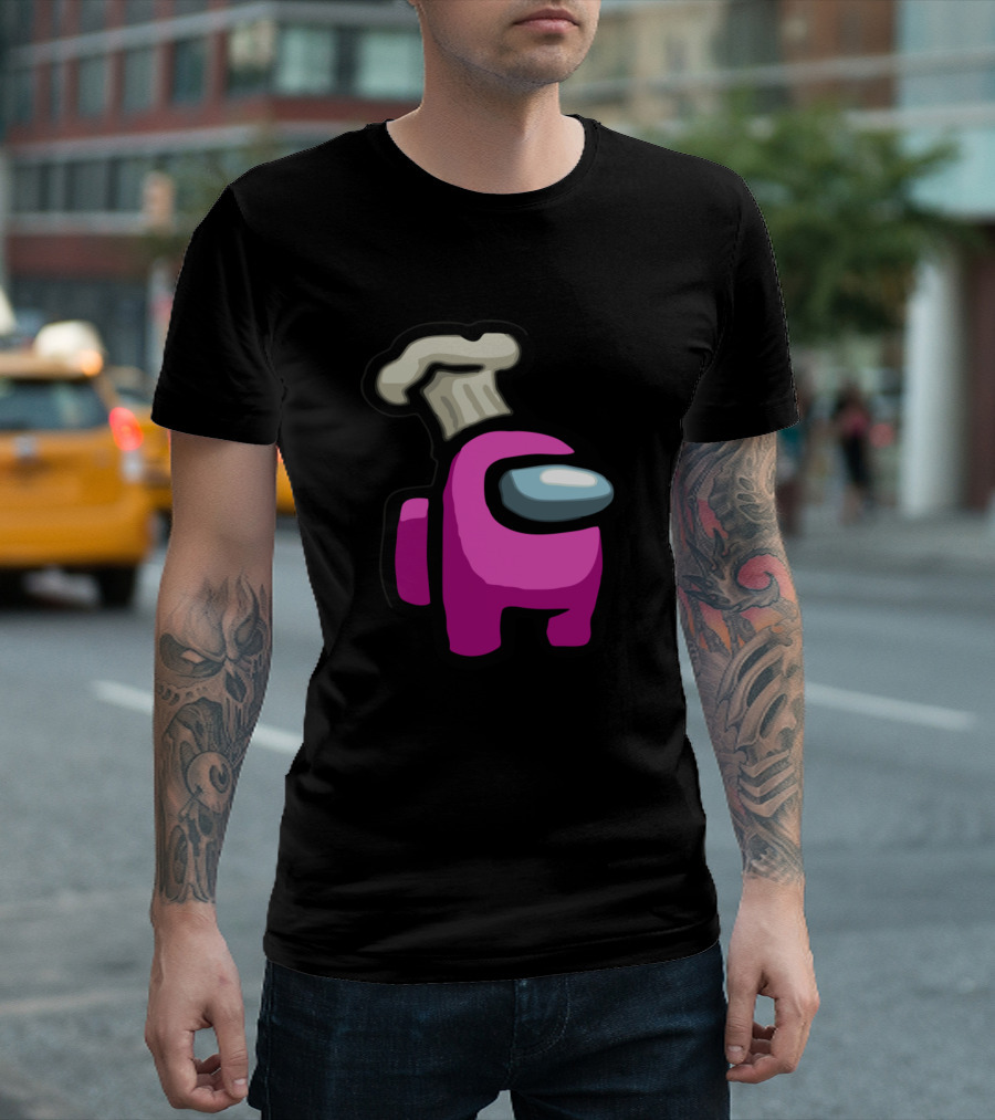 Pink Crewmate Chef Character Among Us T-Shirt