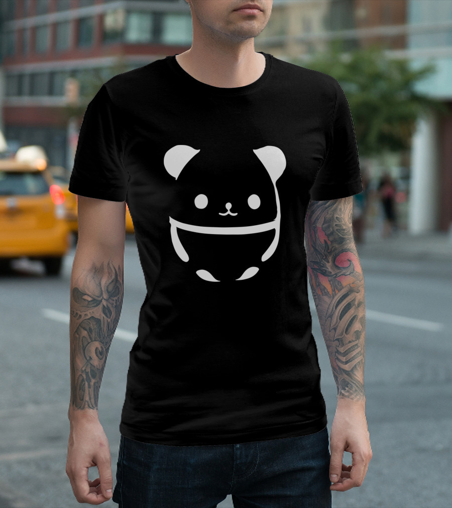 Squishy Panda Minimal Black And White Cute T-Shirt