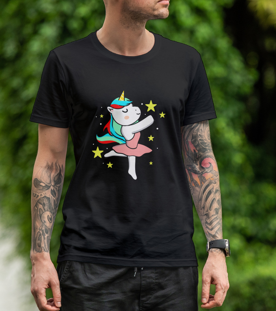 Whimsical Unicorn Ballet Dancer Surrounded By Stars For Ballet Enthusiasts T-Shirt