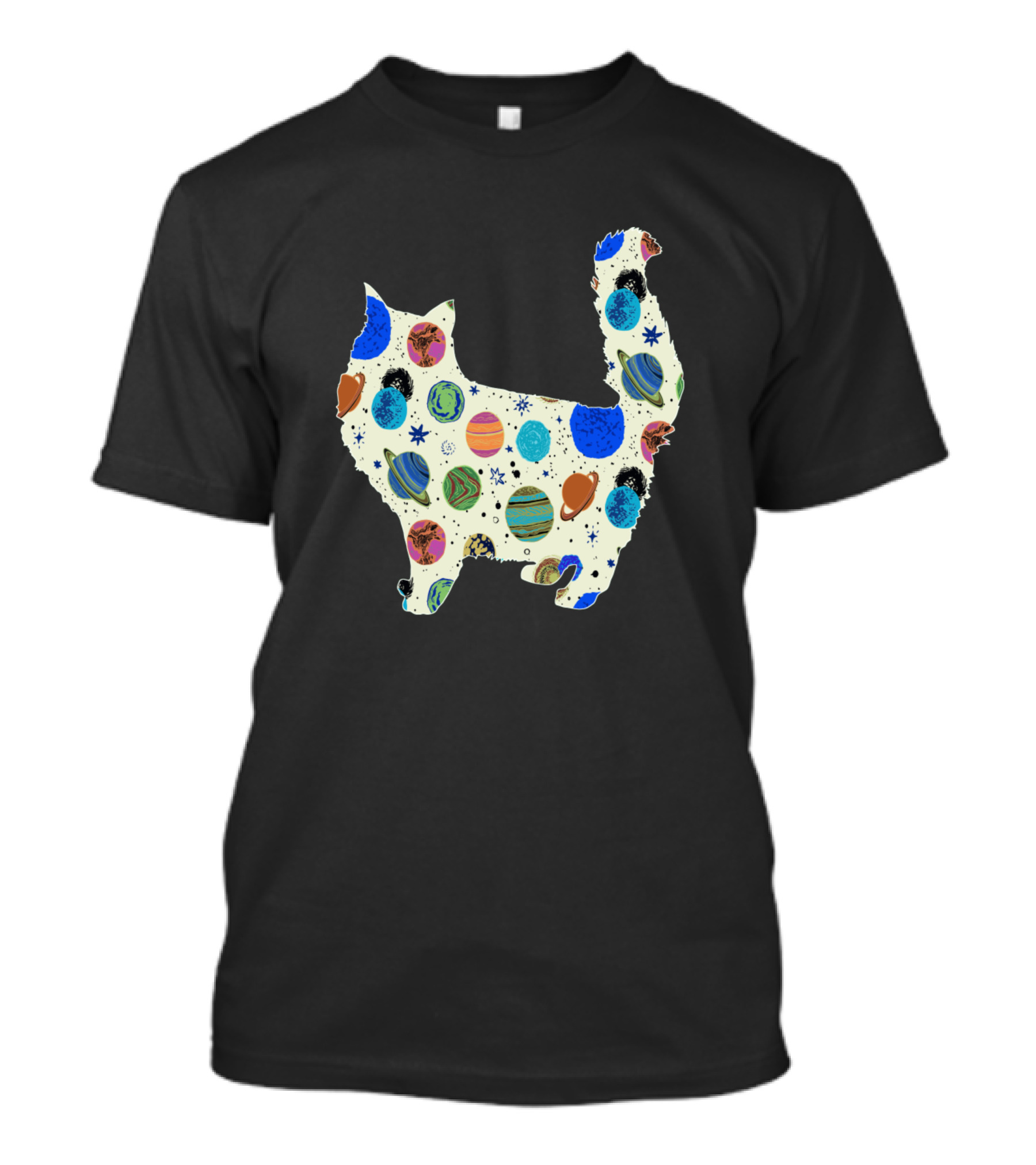 Cat Filled With Colorful Planets And Stars T-Shirt