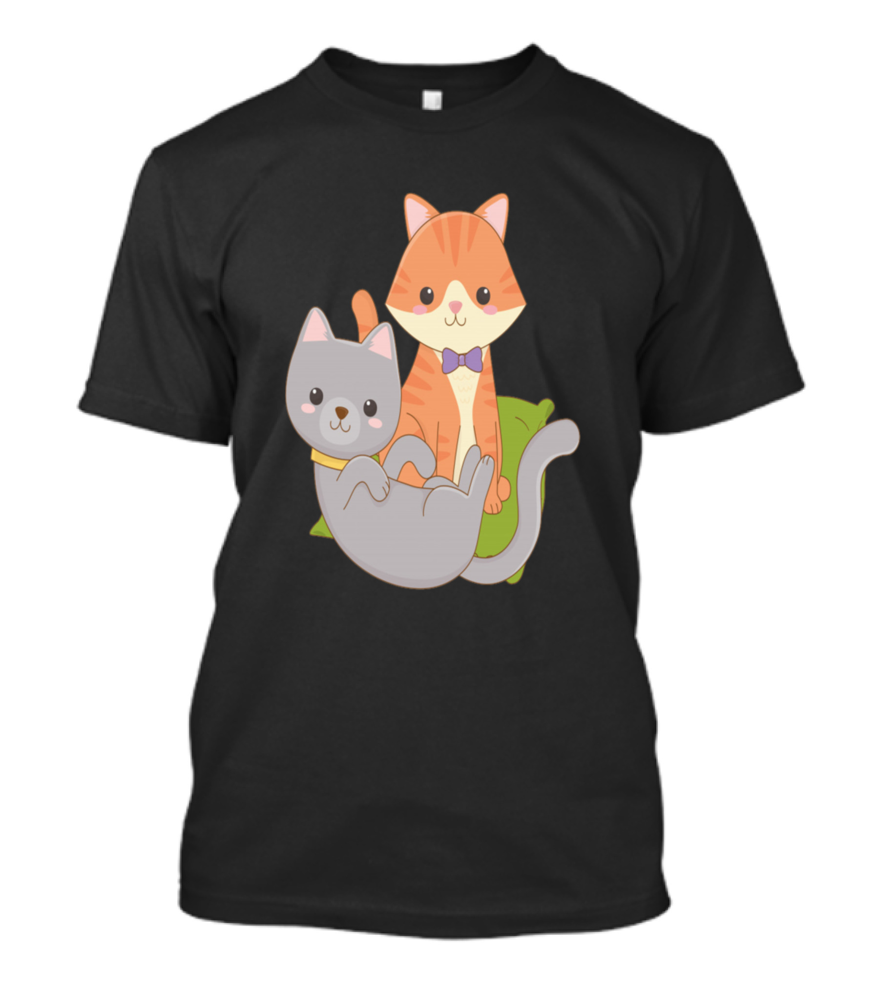 Cute Cats Orange And Gray With Bow Tie T-Shirt