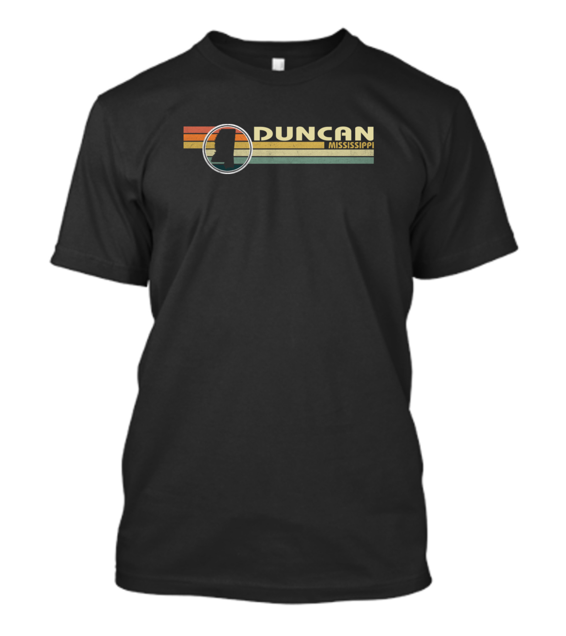 Duncan Mississippi Vintage Retro Sunset Style With Stripes T-Shirt